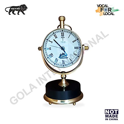 Gola International Item 1993 Round Bottom Desk Clock Table Accessories Royal Look Antique Watch