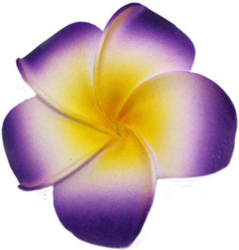 ALEVAN 2.4 inch artificial Plumier Rubric Hawaiian Flower Petals Hair Hat Wreath Floral Hawaiian Foam Frangipani Flowers for DIY Home Beach Wedding Party Decoration (Purple, 48)