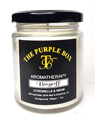 The Purple Box Aromatherapy Candle Anti Mosquito and Bug Repellent Candle 100% SOYA Wax,Pure Essential Oil 200 gm,CITRONELLA Candle, Bug Off