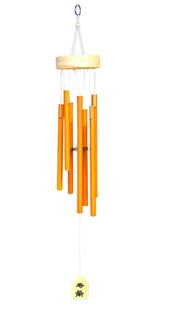 Trishakti Made up of 6 Pipe Wind Bells Chimes for Decorate Item with Sweet Sound for Positive Energy 30 Inches (Yellow)