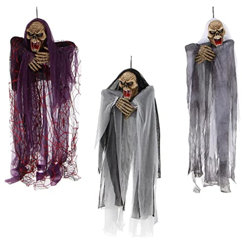 Wowobjects® Scary Voice Control Hanging Ghost Halloween Decor Haunted House Props Purple | 1 Piece Hanging Ghost