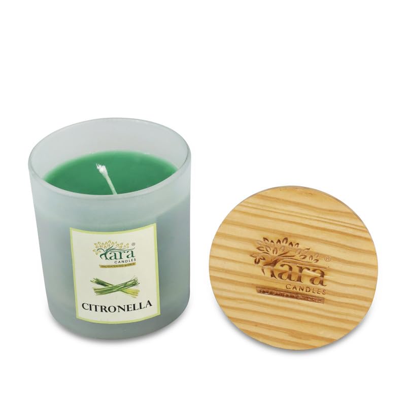 Tara Enlightening World - (Citronella Fragrance) - Single Wick Frosted Jar Candle| Scented & Smokeless (Green)