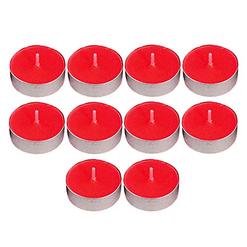 CALANDIS 10pcs Smokeless Round Tealight Candles for 3.5x1cm Red