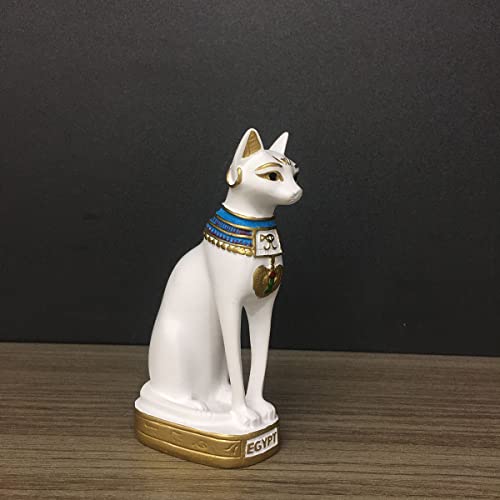 Artgenius Egypt Bastet Cat Statue Egyptian Kitty Godness Collective Figure Sculpture (White, 5.1IN)