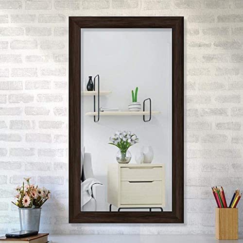 SEVEN HORSES Water Resistant Synthetic Fiber Wood Sunmica Finish Wall Mount Dressing Mirror (14.5X26.5 Inch)