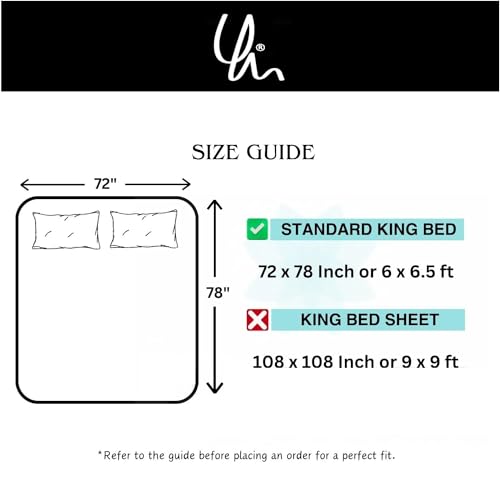 YaAkholic 220 TC Elastic Fitted Double King Size Bed Cotton Bedsheets with 2 Pillow Covers - King Size 78" x 72" Lruxurious Bedding Set for Ultimate Comfort and Style (Beige KUNDAL)