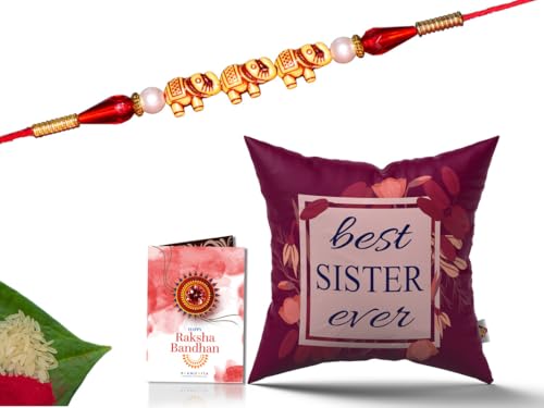 Pillow Rakhi for Brother with Gift - Rakhi with Rakhi Cushion with Filler Greeting Card- Rakhi for Brother, Gifts for Brother, Gifts for Rakhi, Gifts for Rakshabandhan Rakhi Gifts-CH-SIS-26-PE