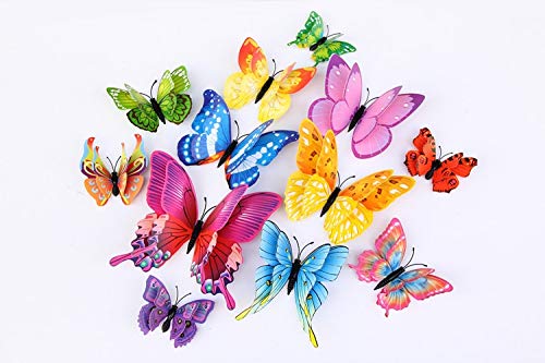 iDream 12pcs 3D PVC Magnet Butterflies DIY Wall Sticker Home Decoration (Double Layer Multicolour)