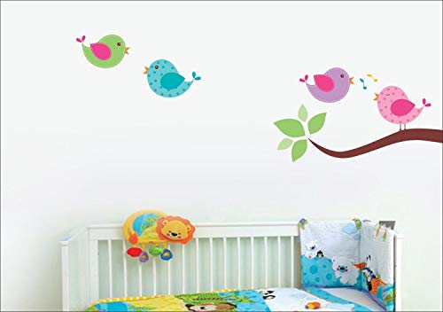 Singing Birds Self Adhesive VinylWaterproof Decorative Wall Stickers for Hall, Bedroom, Kitchen and Furniture