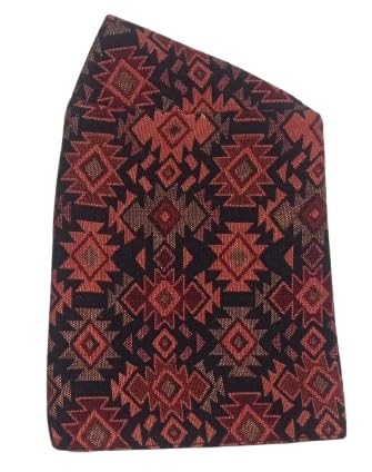 Wool Blend Southwestern Geometric Pattern Throw Blanket, 127 cm x 152 cm, Burgundy and Black