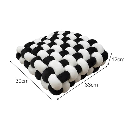 CALANDIS® Knot Pillow Household for Boys Girls Handmade Braided Knit Plush Pillow White and Black | 1 Knot Pillow