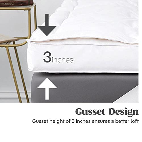 Dashing Fabrics Very Soft Goose Down and Feather Topper Mattress, 72x78 Inch, (White) with 2 feather Pillow 20x30