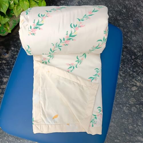 Hazydecor Cotton Reversable AC top Sheet/Dohar/Comforter (Green Bail, Single)