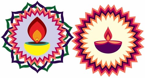 Diwali Special - Colourful Decorative Rangoli Sticker Size- 30 cm x 30 cm Set of 2 (AS145)