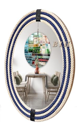 Big international handicraft Home Mirror Hand oprated Wall Mounted Rope Mirror Living Room Office Room bethroom Kitchen Room Hall Room (Shape, Ovel, New, Glass,) (30"×22")