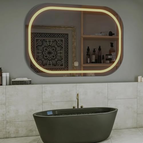 TINITALO Bathroom LED Mirror Home Mirror Wall Mirror with Touch Sensor, 3 Light Effects, Glass, Rectangular LED-59 (18 x 36 Inch)