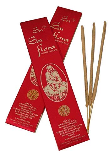 Sri Sai Flora Agarbatti Hand Rolled Indian Lord Incense Sticks Pack of 10 (25 GRM Each)