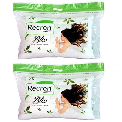 Recron Certified Fiber Bliss Pillow (White, 43x69cm) - 2 Piece