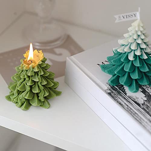 SAZ DEKOR Christmas Tree Wax Scented Candle Creative Curve Home Decor Prop Olive Green