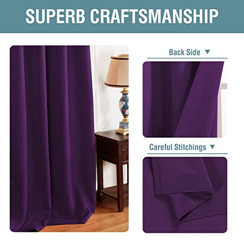 Indiancraft Blackout Curtain for Bedroom or Living Room Darkening Curtains for Door 9 feet Set of 2 Plain Curtains for Long Door (9 ft Purple 2 Piece)