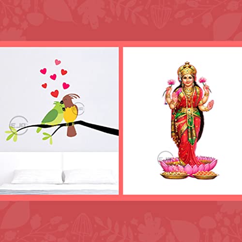 Trendy Set of 2 Wall Stickers Love Birds Lakshmi MATA Self Adhesive VinylWaterproof Decorative Wall Decals for Home