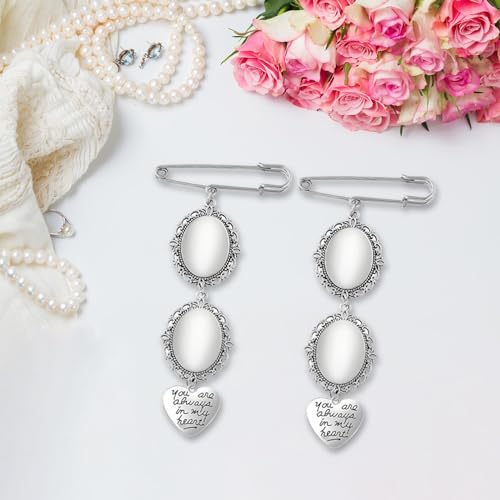 ATORSE® 2Pcs Wedding Bouquet Photo Charms Picture Frame Pin For Wedding Friend Party