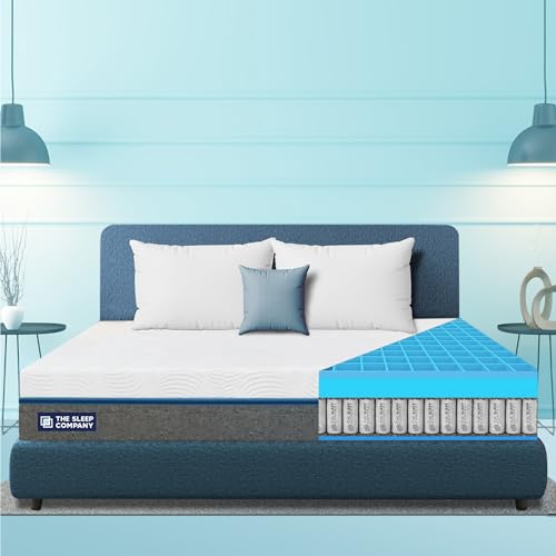 The Sleep Company SmartGRID Ortho Hybrid Mattress Queen Size |Pocketed Spring Coils for Adaptive Back Support | AIHA Certified | Medium Firm Mattress for Back Pain | 78x60x8 Inch | 10 Years Warranty