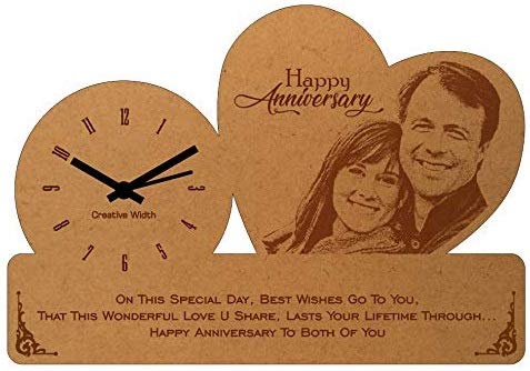 Creative Width Decor Personalised Birthday Message Engraved Table Clock - (Beige, 8 x 5.5 inch)