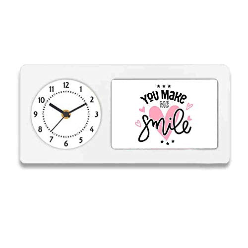 Designer Unicorn Desk/Shelf Clock with Attached Frame You Make me Smile 9.5 * 4.5 inches