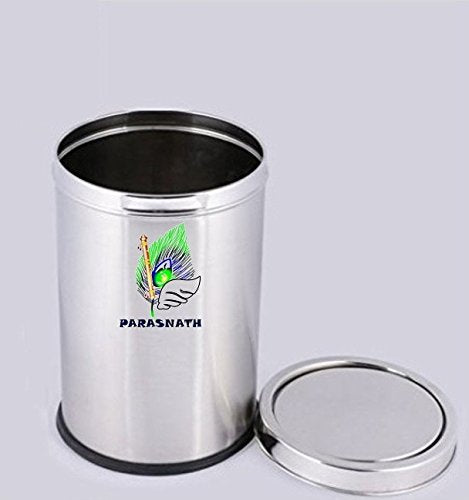 PARASNATH Stainless Steel Swing-Lid Dustbin (Silver, 18 L, 10 x14 inch)