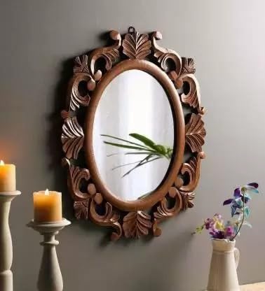 Vas Collection MDF Mirror Frame Fro Wall Decor,Bedroom,Living Room,Bathroom & Hallway(Brown)