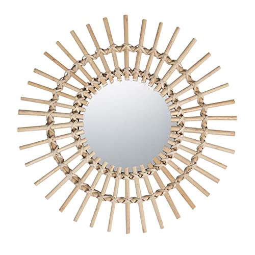 CALANDIS® Modern Handmade Natural Rattan Sunburst Wall Hanging Mirror Entryway Hotel L