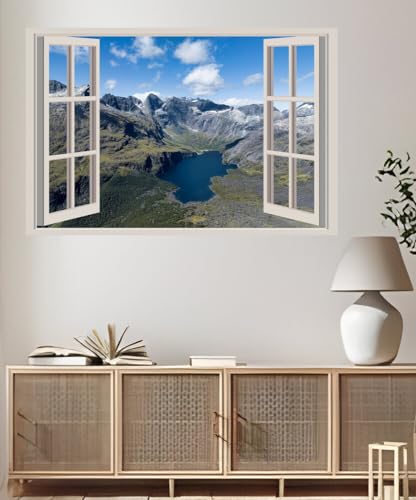 JVERF - JZZA25243 New Zealand Mountains Lake Lake Adelaide| Self-Adhesive Open Window Wall Sticker