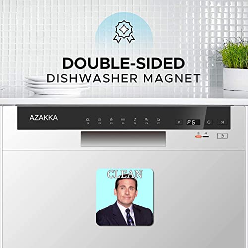 Dishwasher Magnet Clean Dirty Sign Indicator, Washing Machine Magnet Double Sided Kitchen Dish Washer Refrigerator Magnet Flip with Magnetic Plate Office Michael Scott