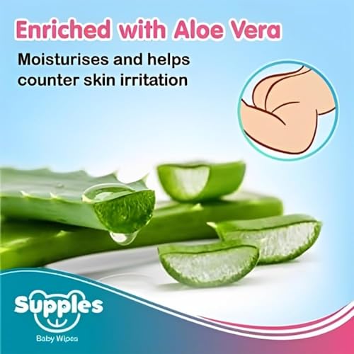 Supples Baby Wet Wipes with Aloe Vera and Vitamin E - 72 Wipes/Pack (Pack of 9)