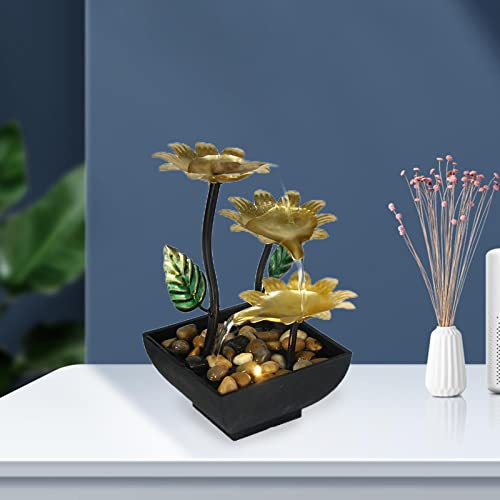 ATORSE® Tabletop Water Fountain Ornament Waterfall USB Indoor Led Light Garden