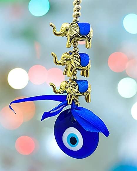 Decorative Turkish Evil Eye Hanging for Home and Office Protection, Good Luck Charm and Prosperity, Interior Wall Hanging Showpiece