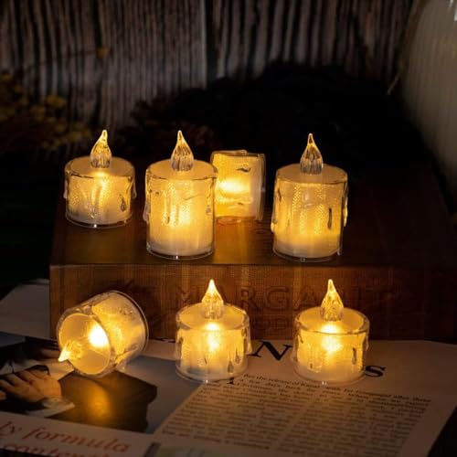 The Decor Affair 24 Pcs Flameless Electric Candles: A Collection of Flickering Tea Lights Offering a Realistic Candlelight Effect