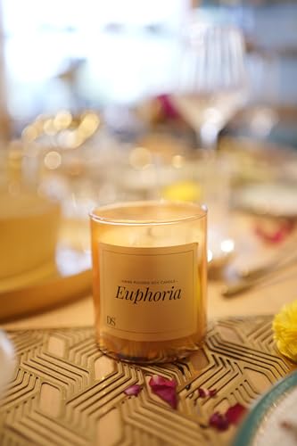 Chann Studio - Scented Soy Wax Candle - Euphoria | 100% Soy Wax Handcrafted | Smoke-Free | Blackcurrant & Peach, Thai Lemongrass Fragrance Candles for Home & Gift Sets | Burning time 30hrs