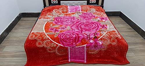 PEPONI Ply Floral Design Double Bed Reversible Mink Blanket (Multicolour, 6 Kg)