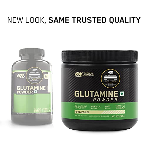 Optimum Nutrition L-Glutamine Powder, Amino Acid Support & Muscle Recovery, 5g Glutamine per serve, 250 Gram,Pack of 50 Serves