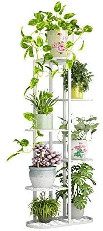 TRUST STORE® 6 TIER 7 POTTED IRON METAL PLANT STAND FOR OUTTDOOR, INDOOR BALCONY LIVING ROOM {WITHOUT POT} (7POT)… (White)