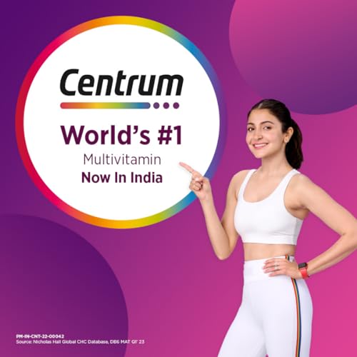 Centrum Women, World's No.1 Multivitamin with Biotin, Vitamin C & 21 vital Nutrients for Overall Health, Radiance, Strong Bones & Immunity (Veg) Pack of 50 tablets