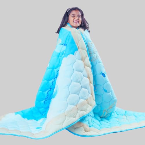 Gudgoodie 100% Cotton Muslin Reversible Quilt for Kids | Lightweight AC/Winter Blankets | Underwater, Single (60x90 inches) for 3-10 Years