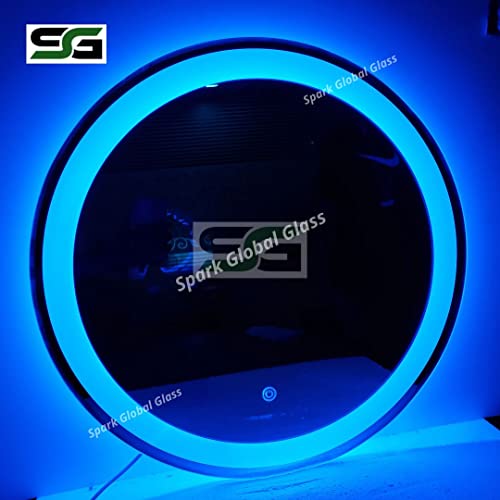 Spark Glass Round LED Sensor Mirror. (LedColour: White, Warm White, & Mix Light) - (Size:18x18 Inch)