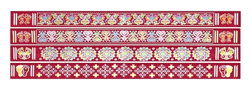 ABS HERBALS : Rangoli/Kolam Sticker/Traditional Handmade Kolam Art/Design Sticker for : Pooja Room, Home Entrance, Tile, Floor, (. Pack of 4 Pics (RP4) .)