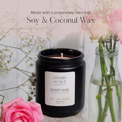 Charis & Cale Desert Dune Candle Jar - 200 Gm | Smokeless, Soot-Free & Non-Toxic Candles for Home Decor & Aromatherapy | Long Burning Time of 30+ Hours | Best for Gifting & Meditation