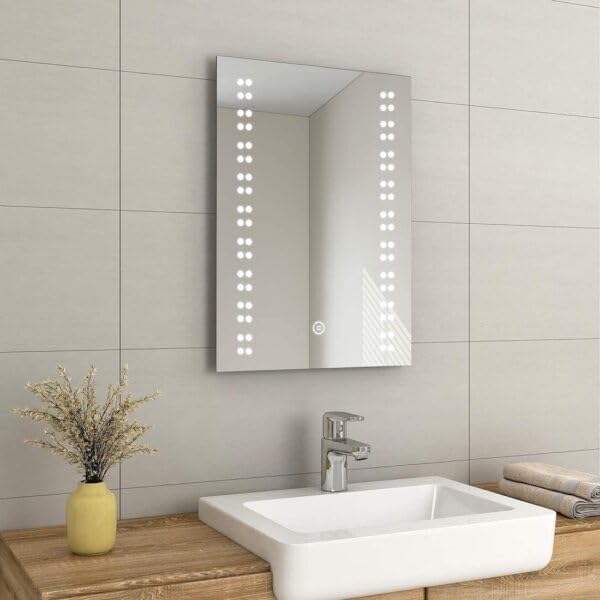 TINITALO Bathroom LED Mirror Home Mirror Wall Mirror with Touch Sensor, 3 Light Effects, Glass, Rectangular LED-43 (18 x 24 Inch)