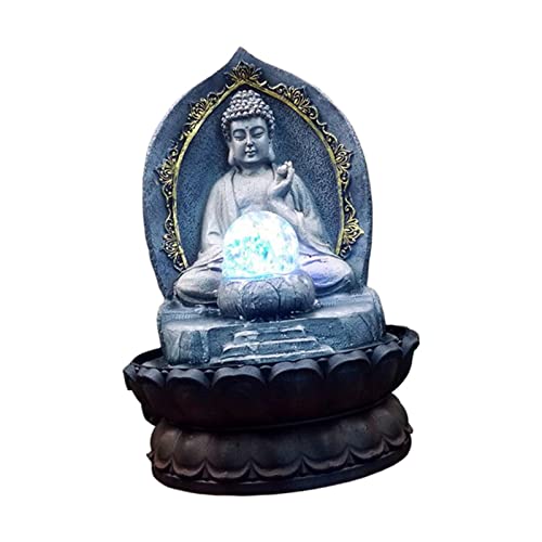 ATORSE® Buddha Tabletop Water Fountain for Home Office Decorative with Led Blue