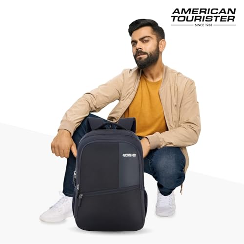 American Tourister Valex 28 Ltrs Large Laptop Backpack with Bottle Pocket and Front Organizer- Black